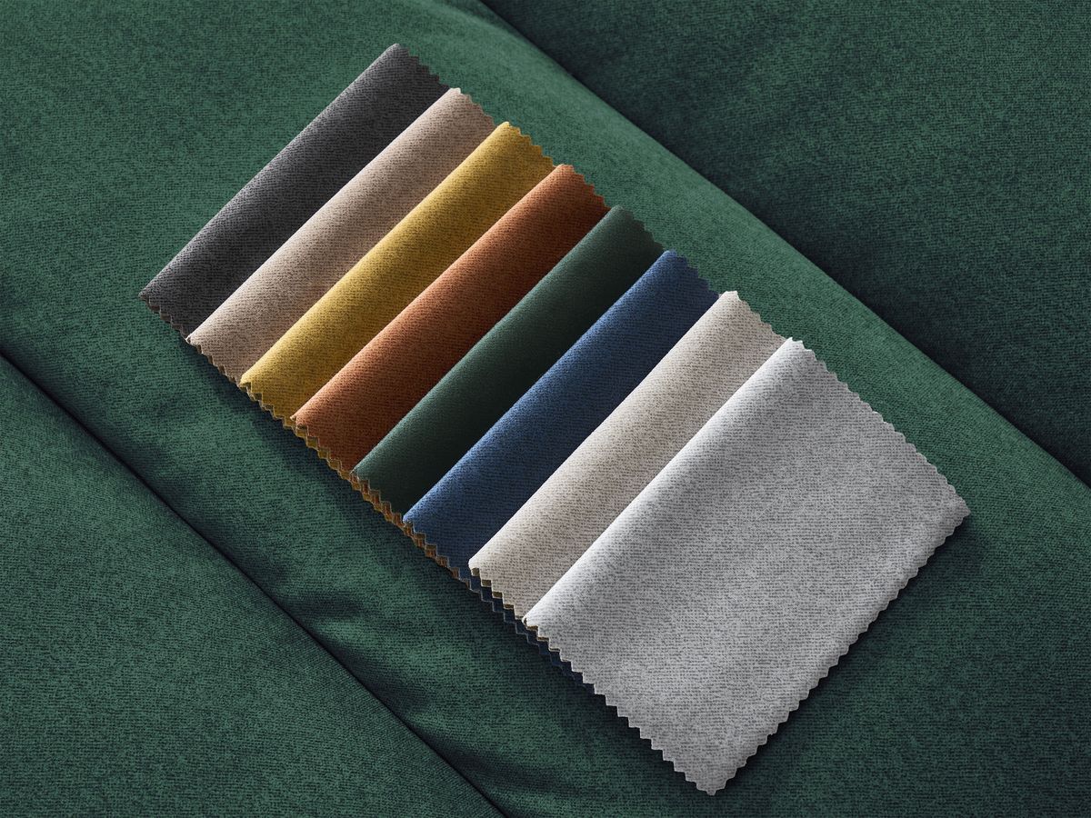 Canapé d'angle fixe SIERRA velours avec pouf