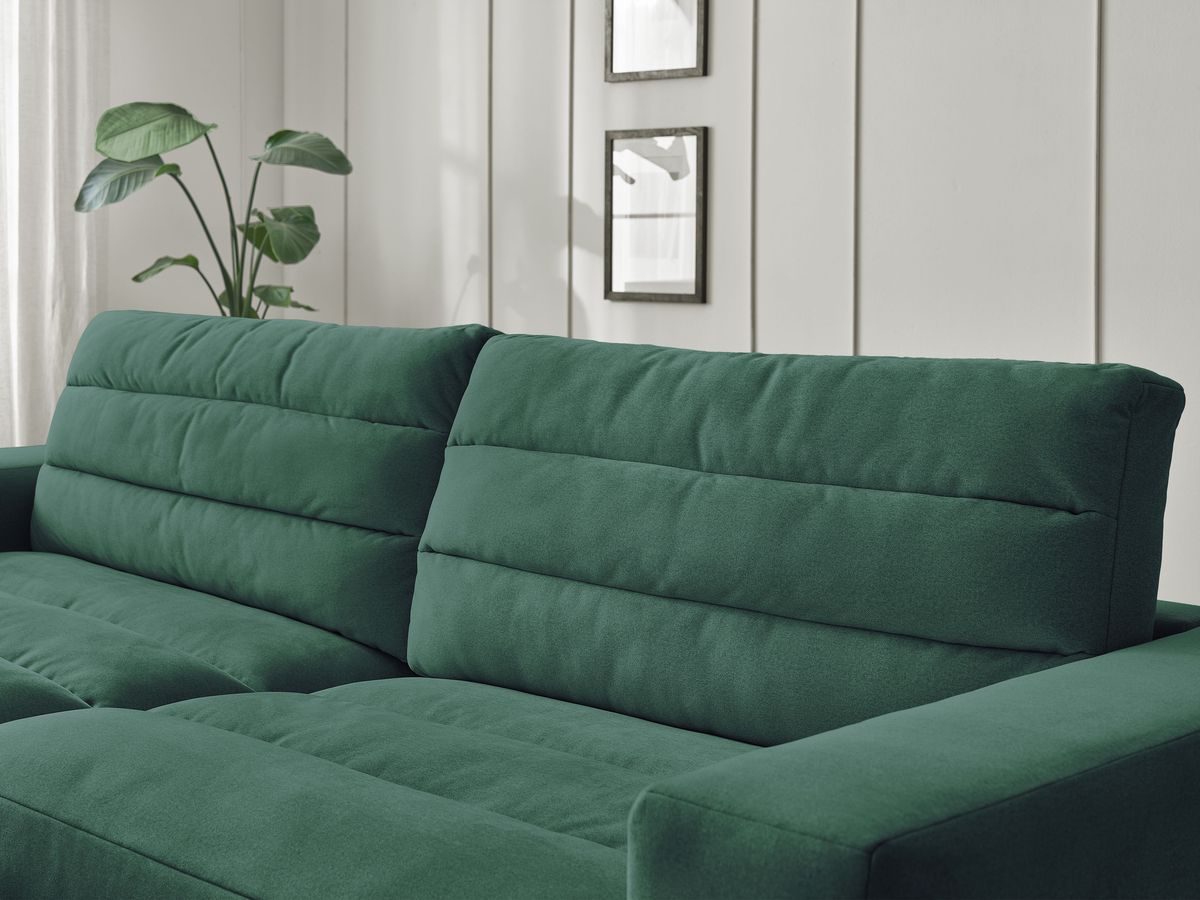Canapé d'angle fixe SIERRA velours avec pouf