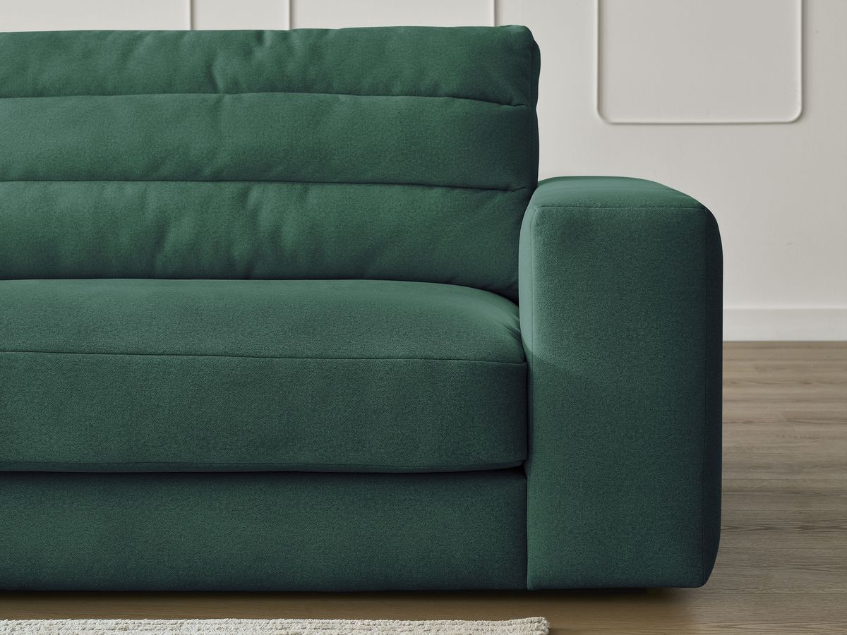 Canapé d'angle fixe SIERRA velours avec pouf