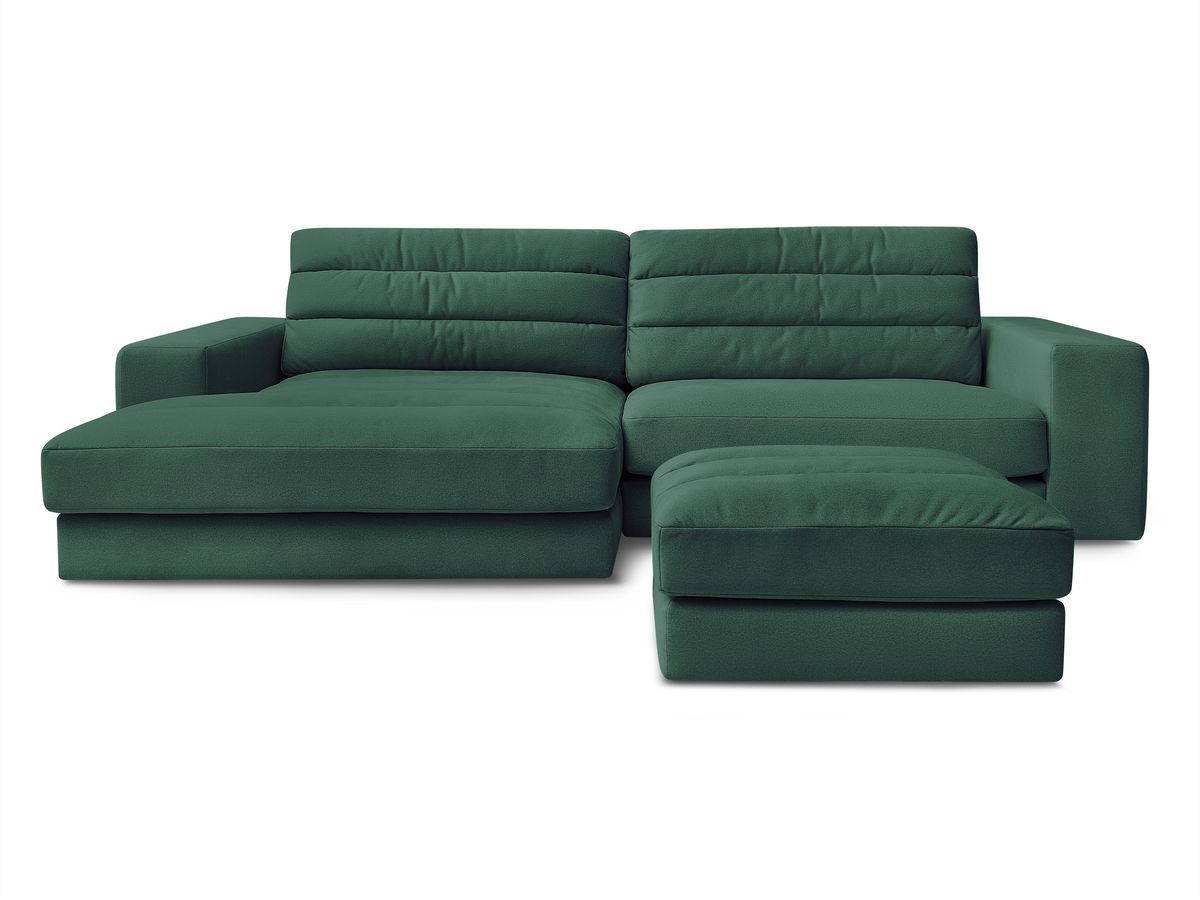 Canapé d'angle fixe SIERRA velours avec pouf