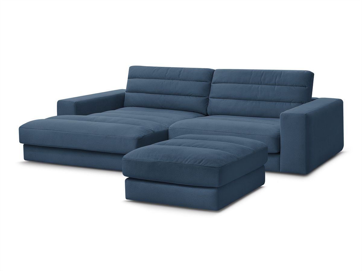 Canapé d'angle fixe SIERRA velours avec pouf