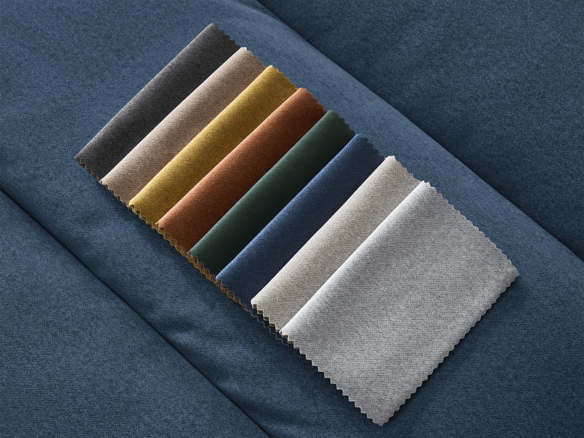 Canapé d'angle fixe SIERRA velours avec pouf