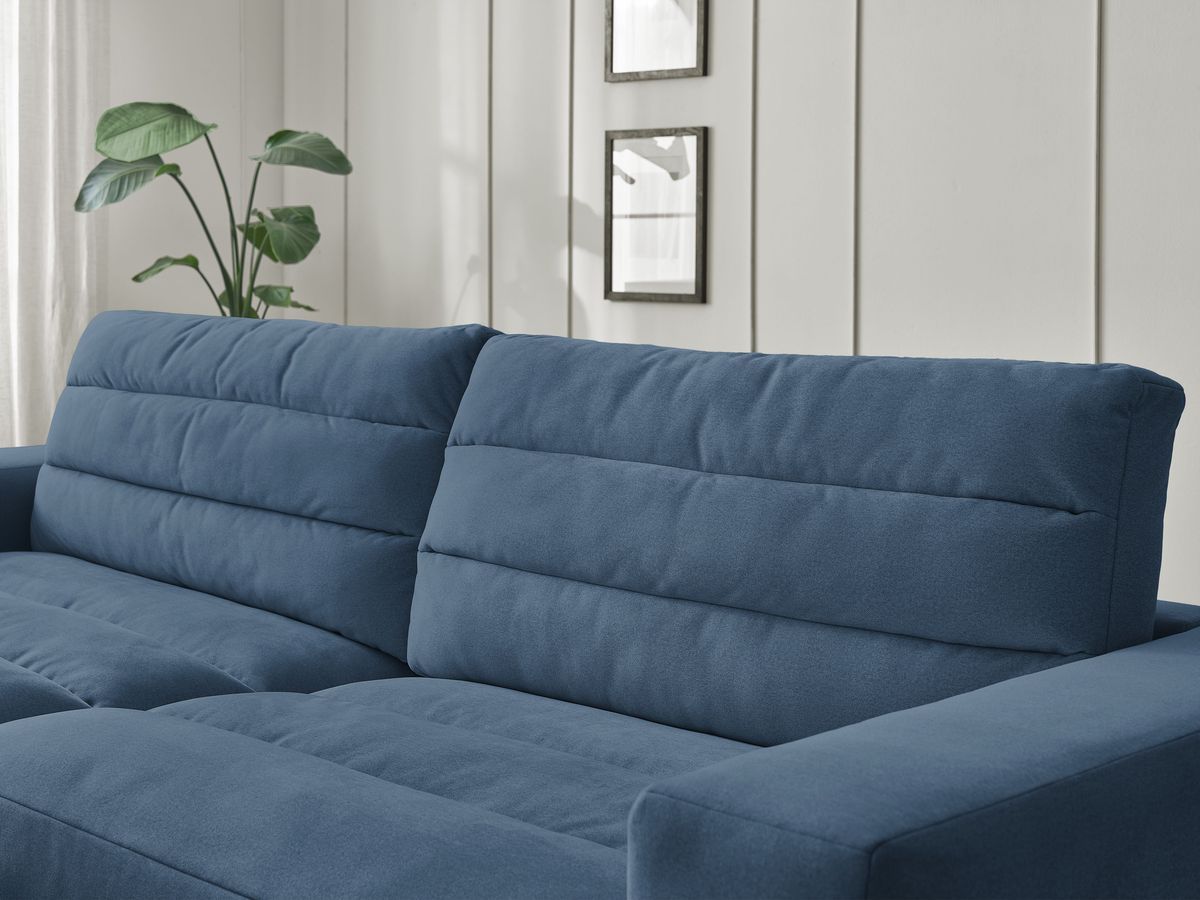 Canapé d'angle fixe SIERRA velours avec pouf