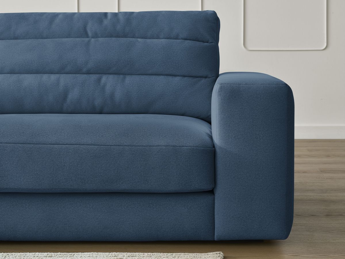 Canapé d'angle fixe SIERRA velours avec pouf