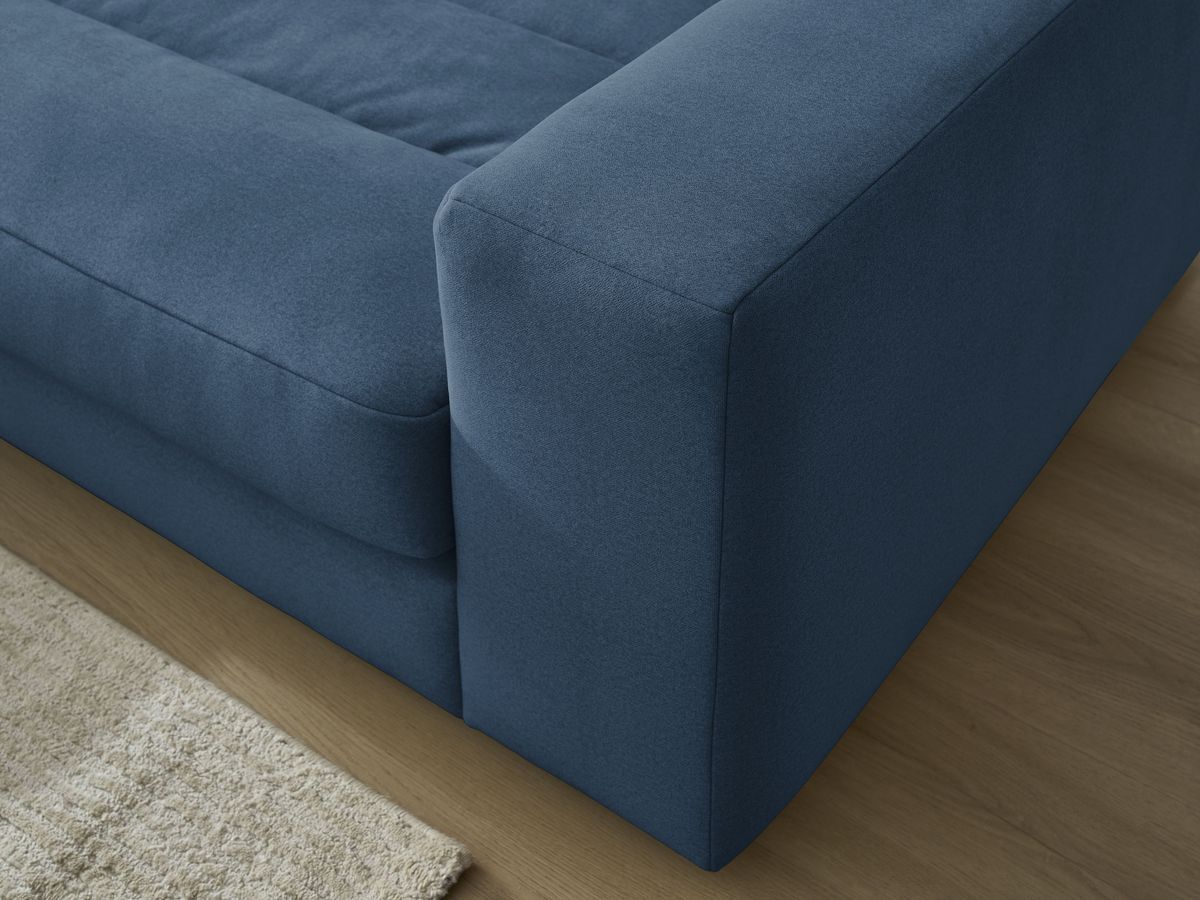 Canapé d'angle fixe SIERRA velours avec pouf