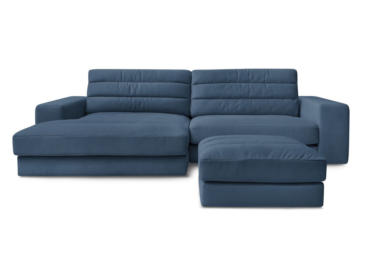 Canapé d'angle fixe SIERRA velours avec pouf