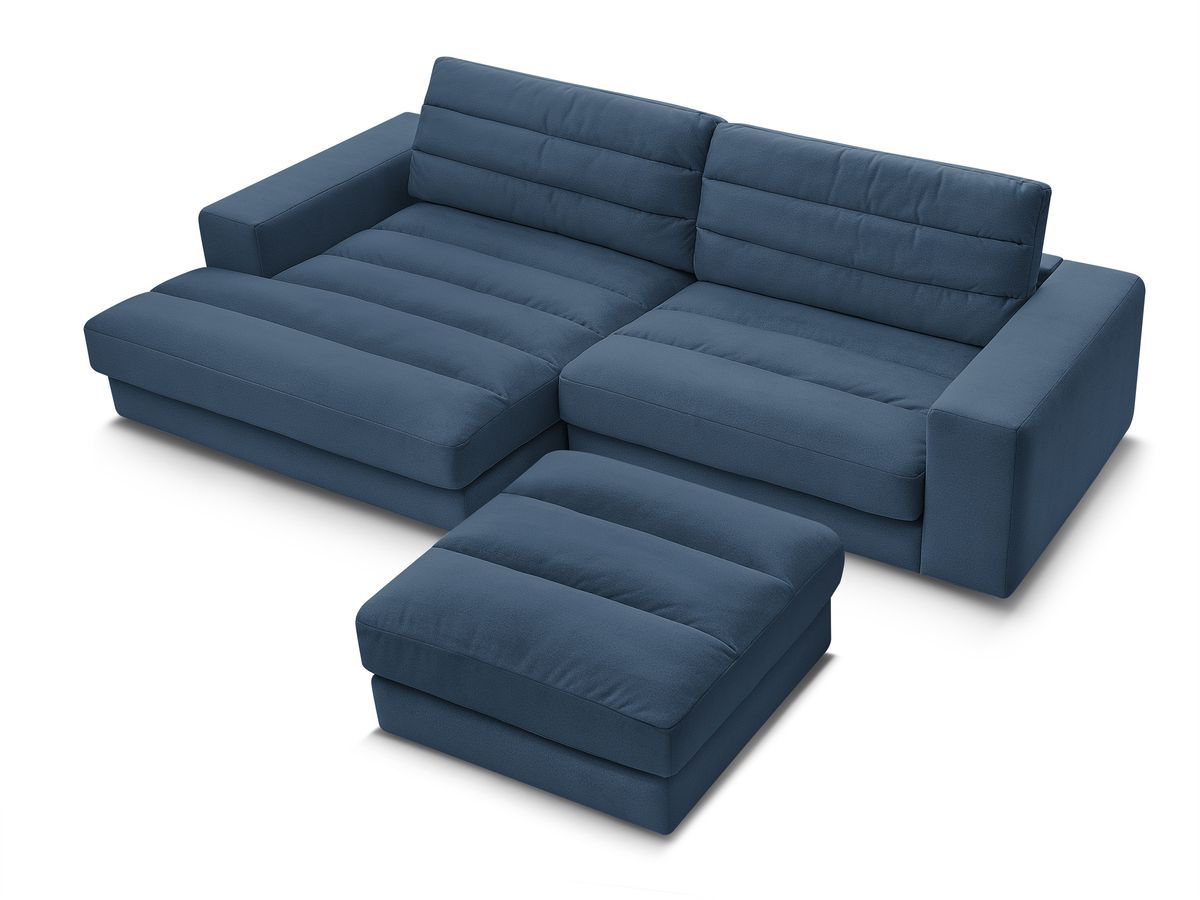 Canapé d'angle fixe SIERRA velours avec pouf
