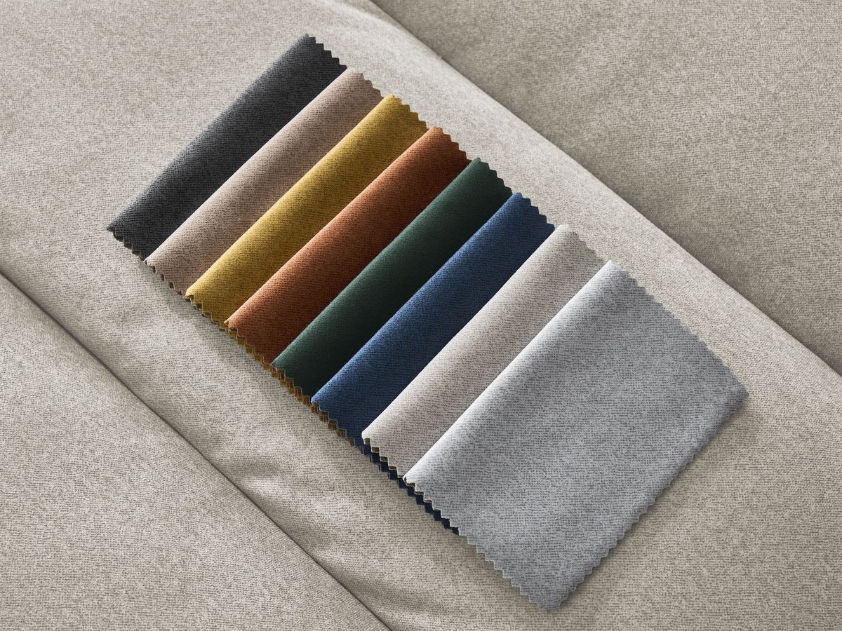 Canapé d'angle fixe SIERRA velours avec pouf