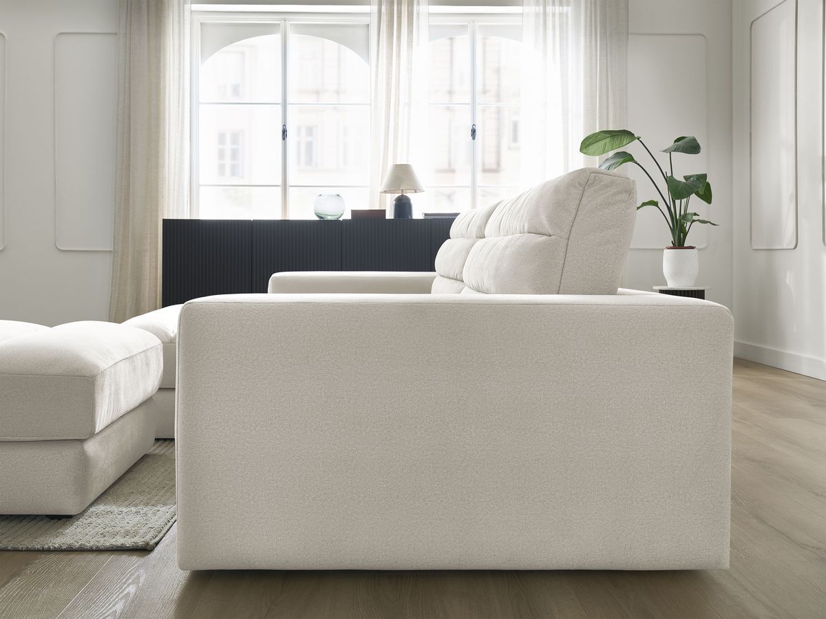 Canapé d'angle fixe SIERRA velours avec pouf