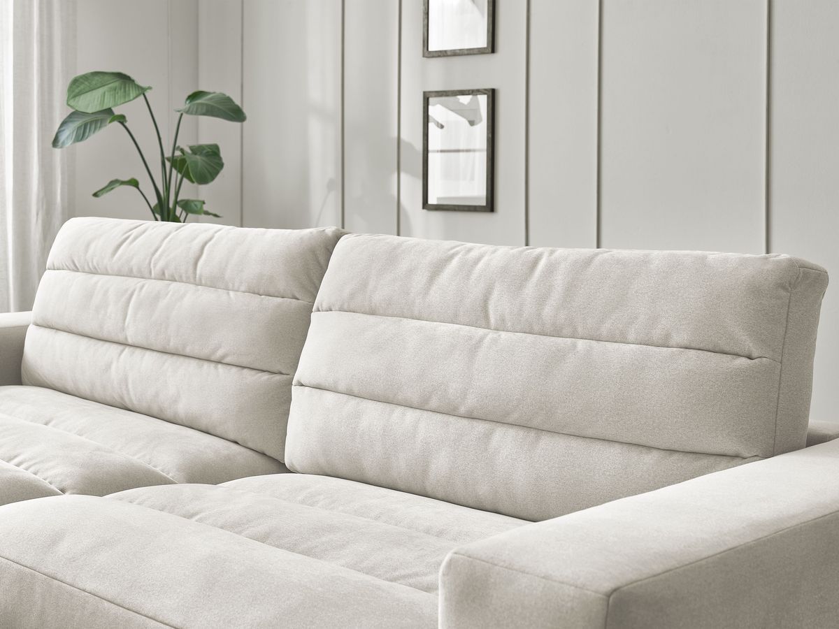 Canapé d'angle fixe SIERRA velours avec pouf