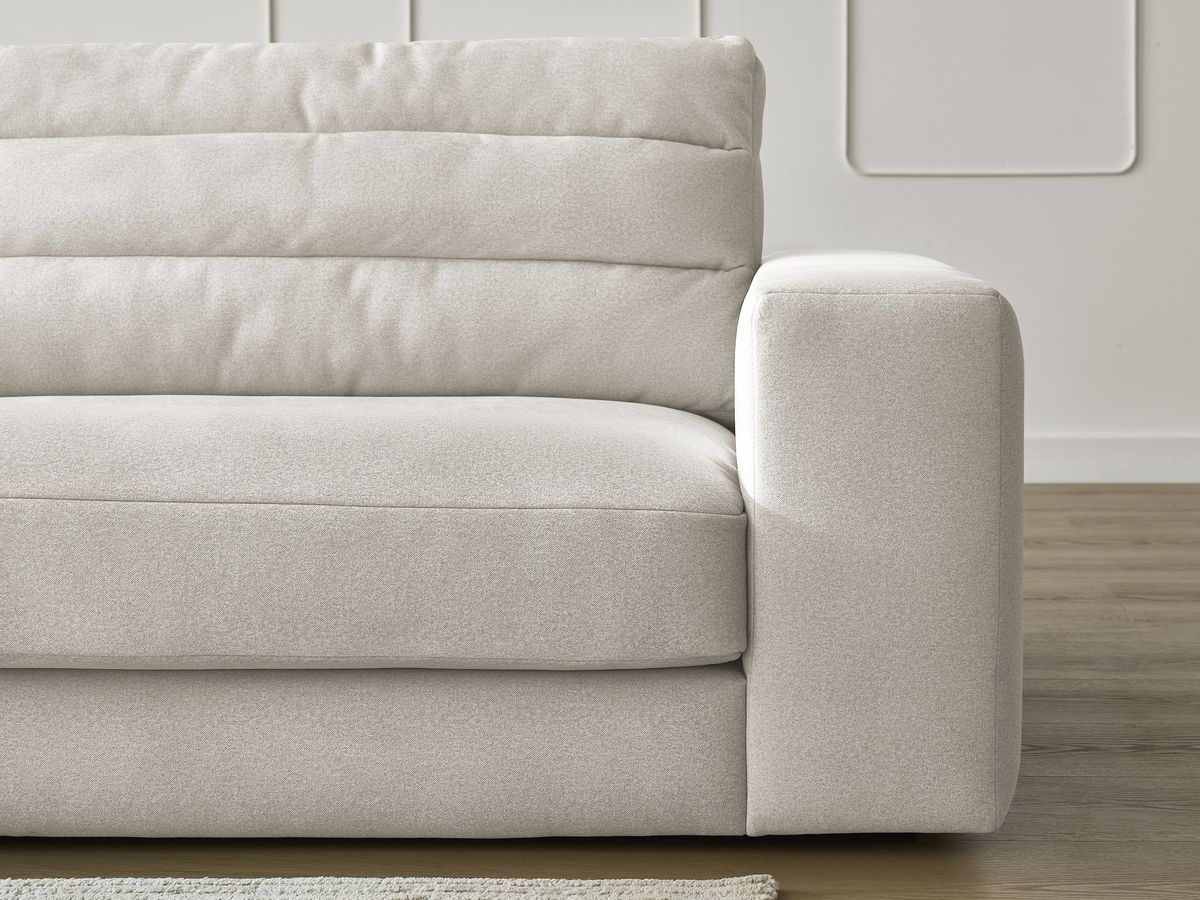 Canapé d'angle fixe SIERRA velours avec pouf