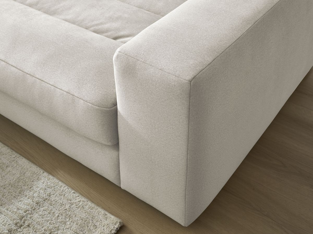 Canapé d'angle fixe SIERRA velours avec pouf