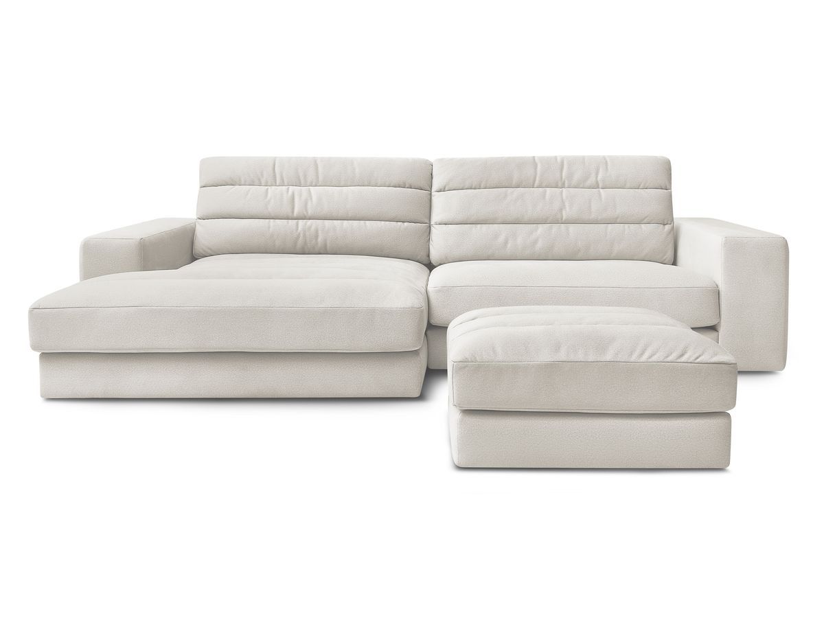 Canapé d'angle fixe SIERRA velours avec pouf