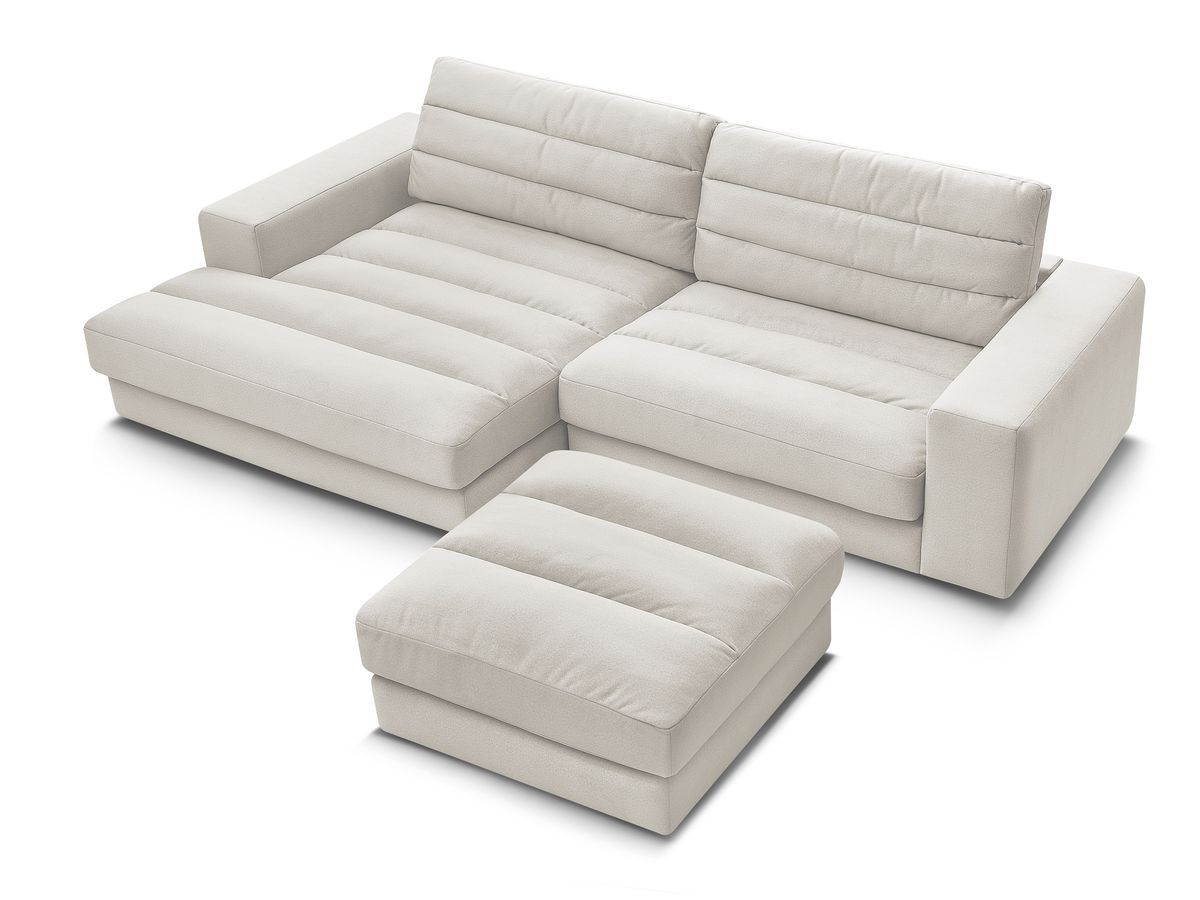 Canapé d'angle fixe SIERRA velours avec pouf