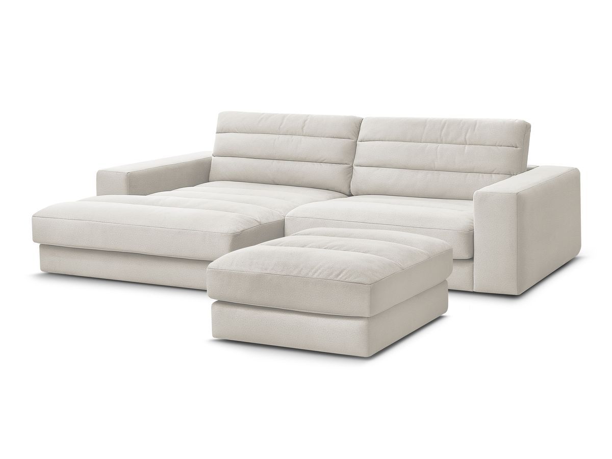 Canapé d'angle fixe SIERRA velours avec pouf