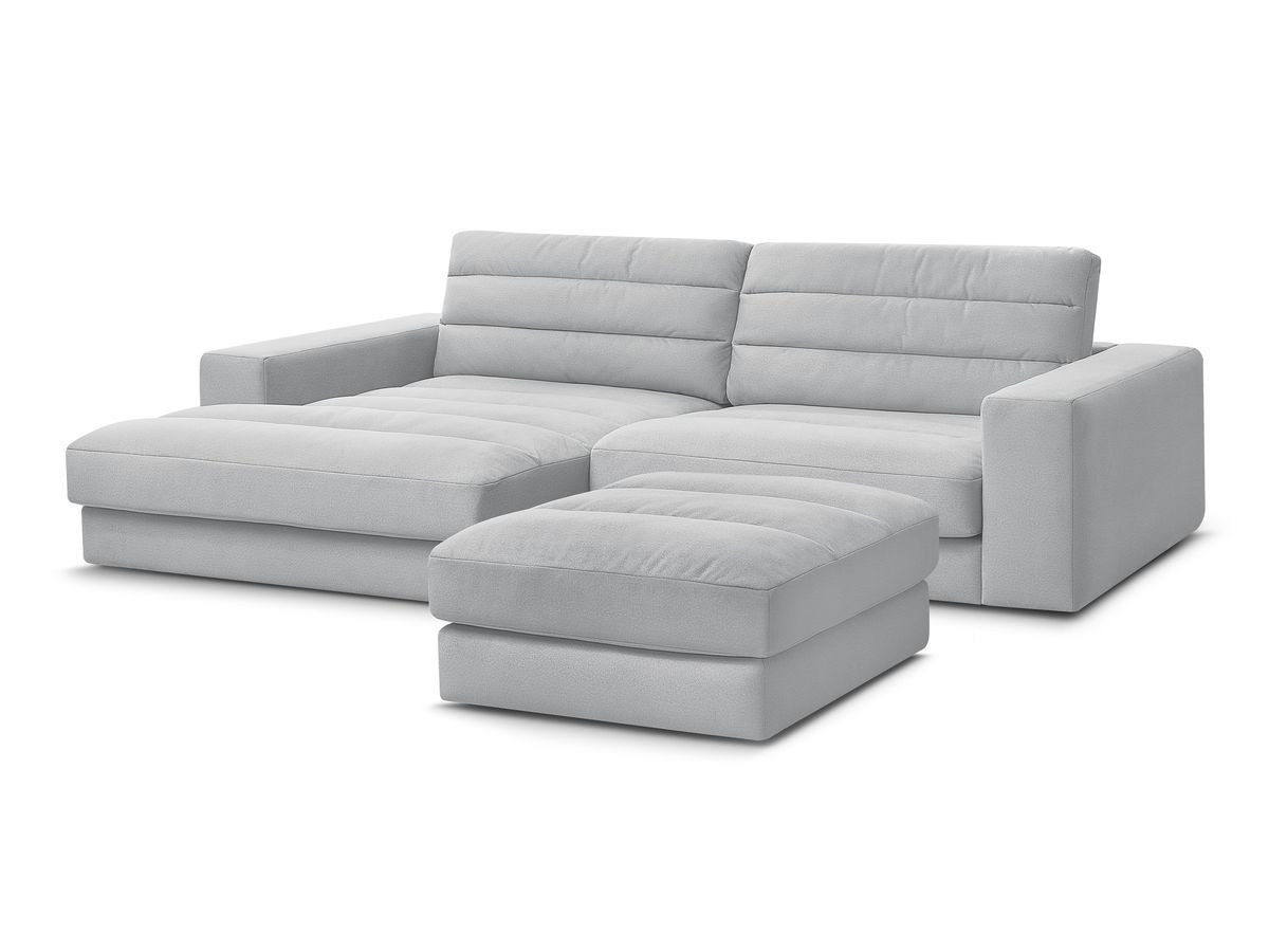 Canapé d'angle fixe SIERRA velours avec pouf