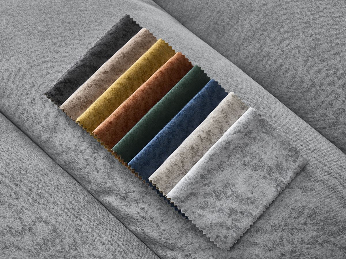Canapé d'angle fixe SIERRA velours avec pouf