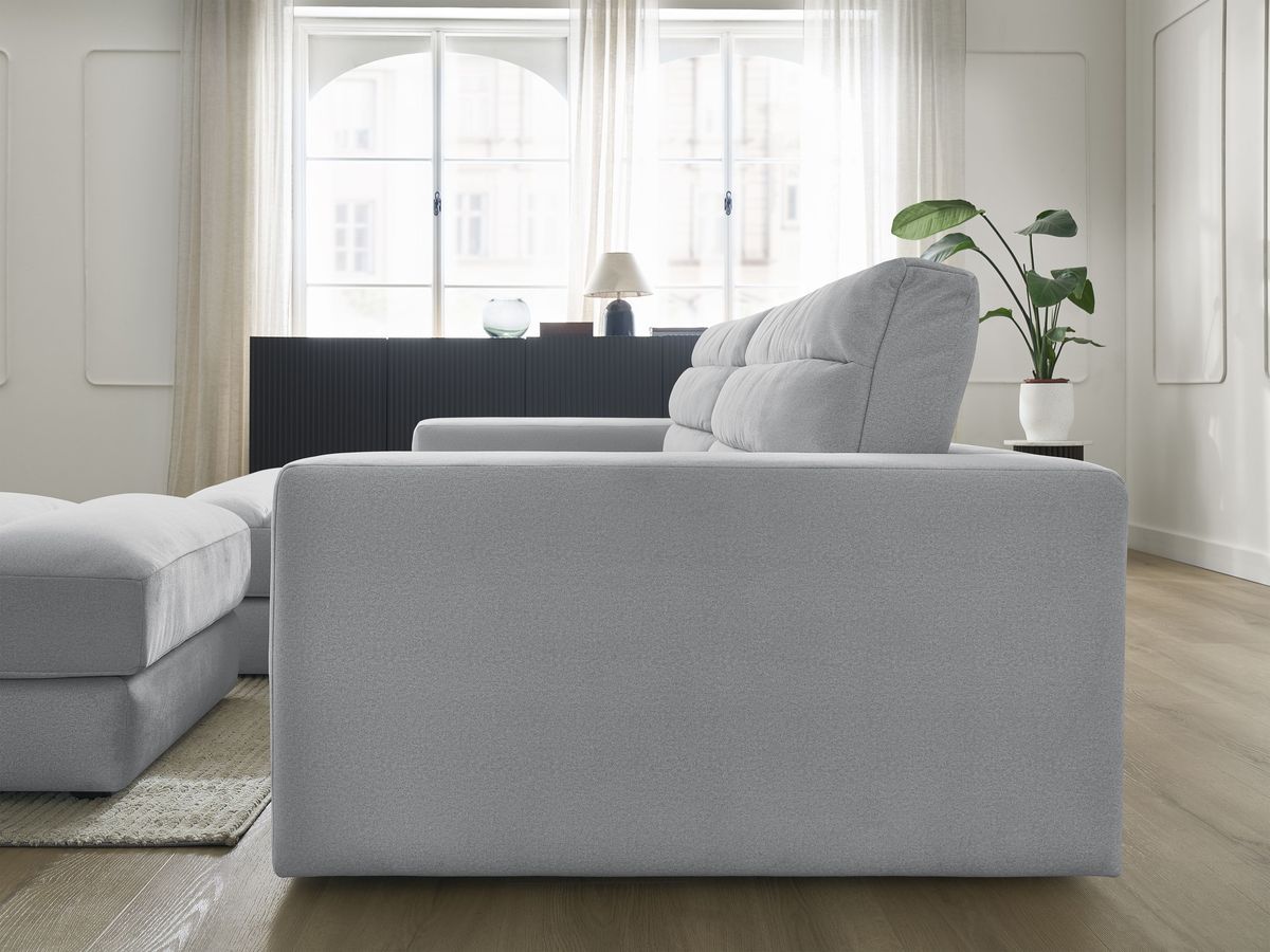 Canapé d'angle fixe SIERRA velours avec pouf