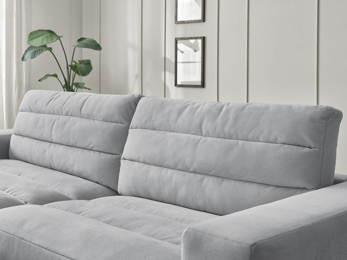 Canapé d'angle fixe SIERRA velours avec pouf