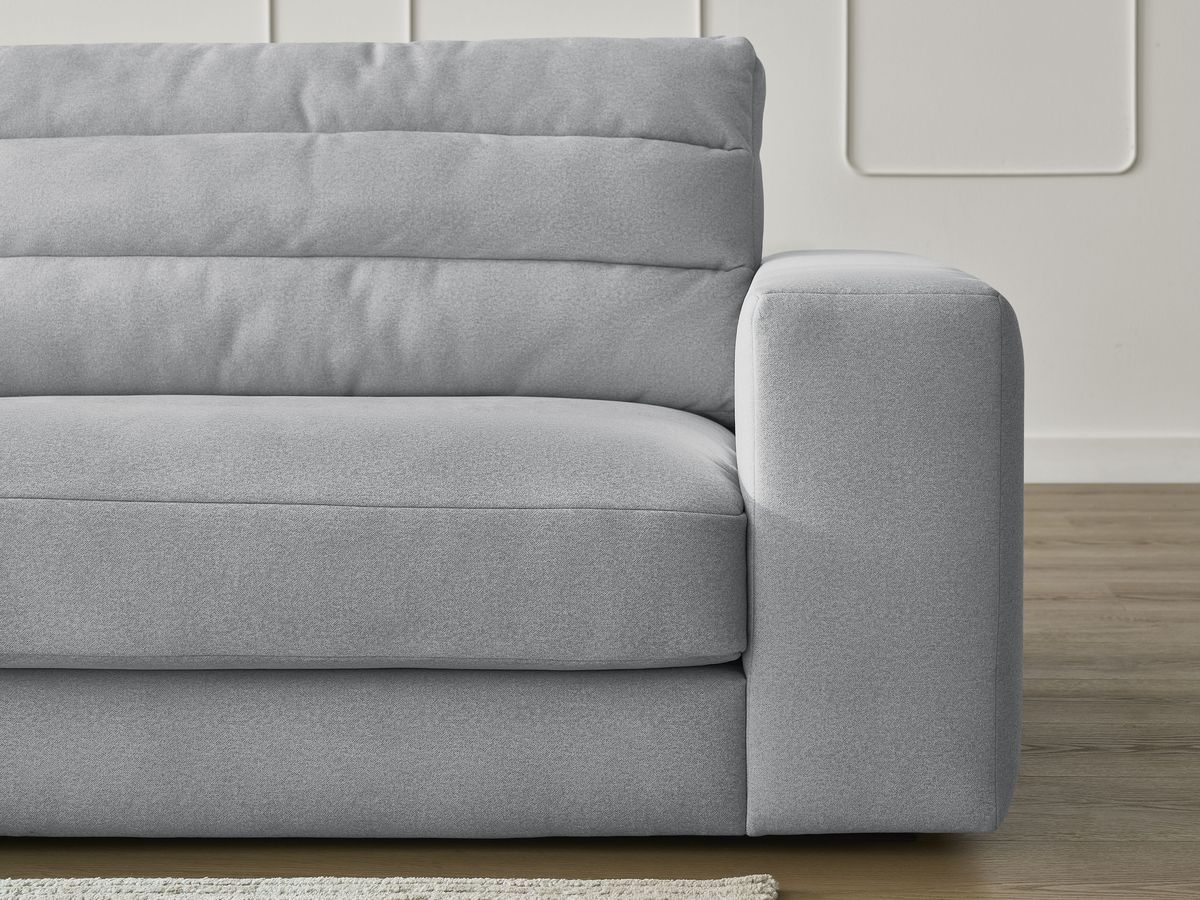 Canapé d'angle fixe SIERRA velours avec pouf