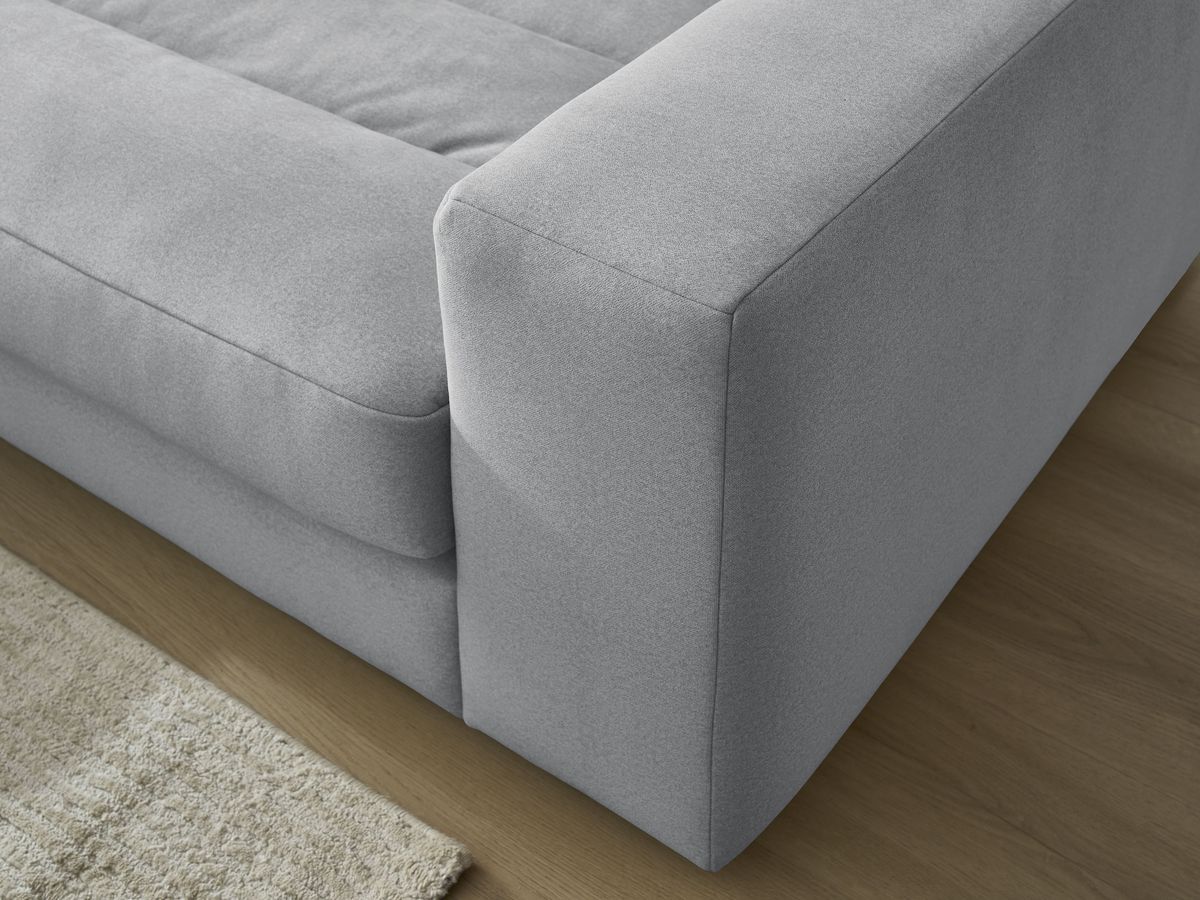 Canapé d'angle fixe SIERRA velours avec pouf