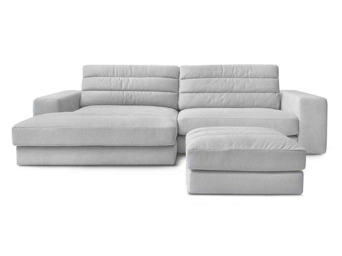 Canapé d'angle fixe SIERRA velours avec pouf