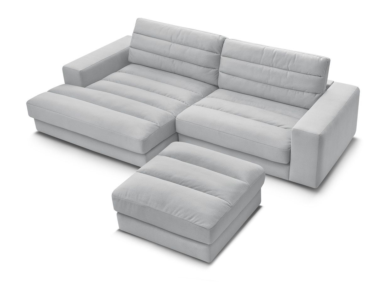 Canapé d'angle fixe SIERRA velours avec pouf