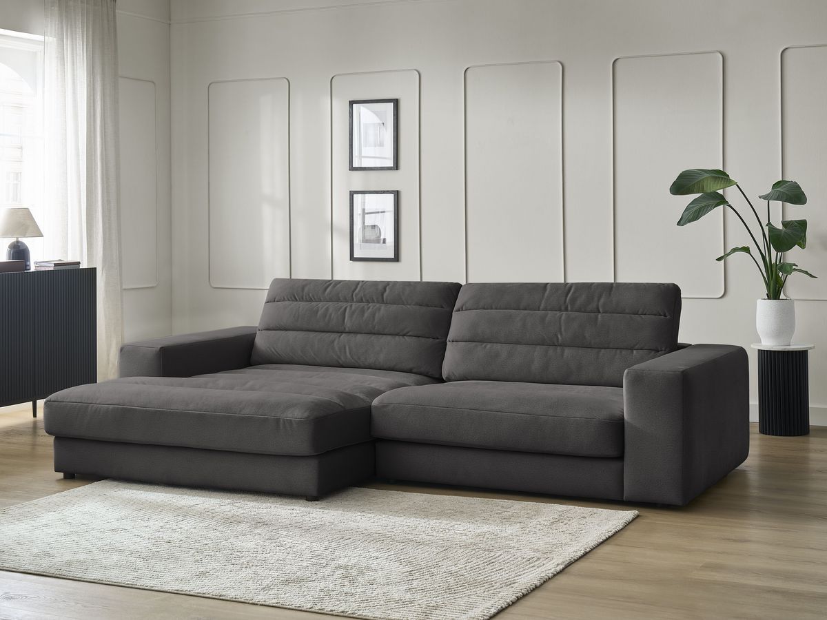 Canapé d'angle fixe SIERRA velours noir angle gauche BOBOCHIC 3 places - Vue supplémentaire 3