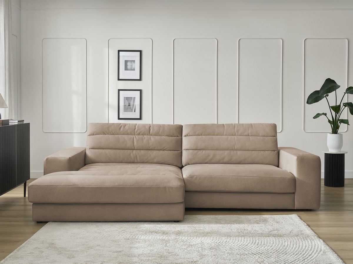 Canapé d'angle fixe SIERRA velours taupe angle gauche BOBOCHIC 3 places - Vue supplémentaire 3