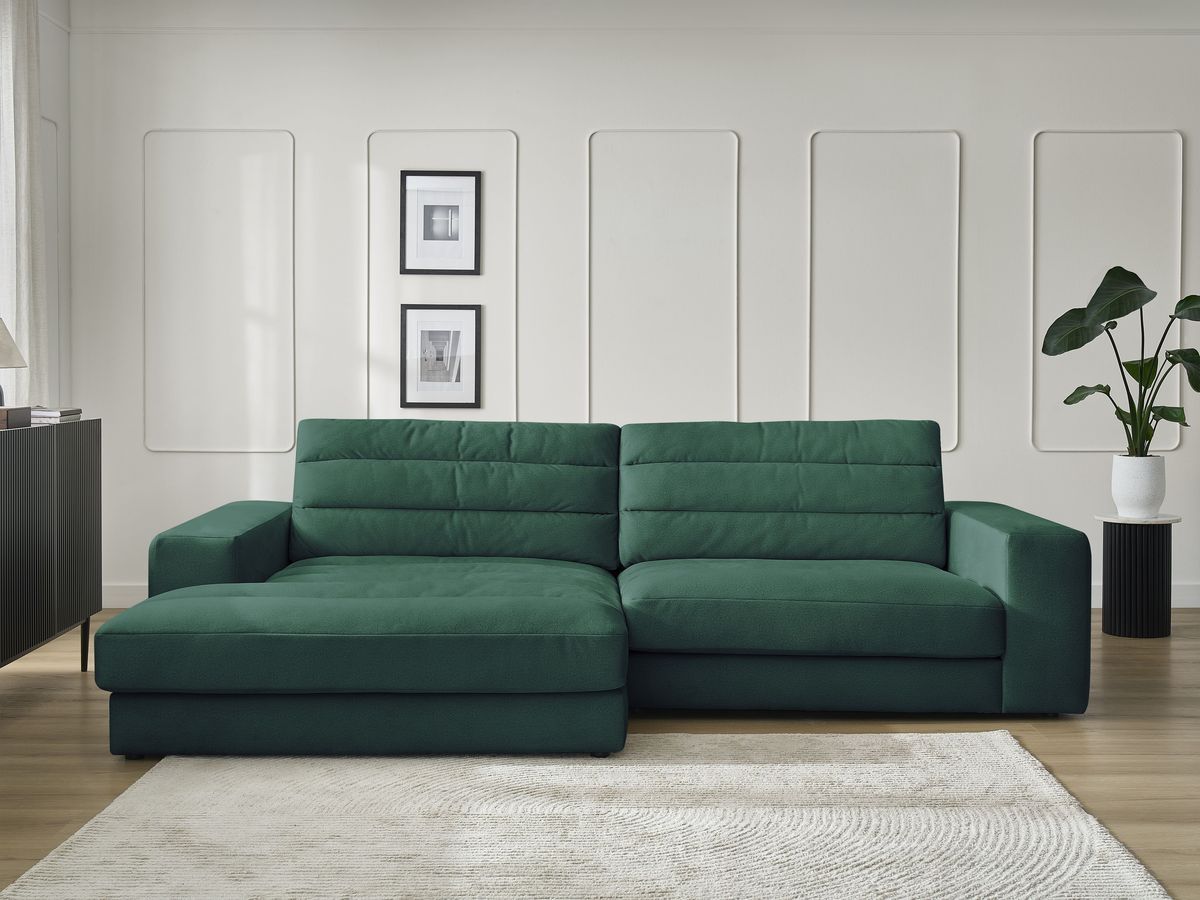 Canapé d'angle fixe SIERRA velours vert foncé angle gauche BOBOCHIC 3 places - Vue supplémentaire 3
