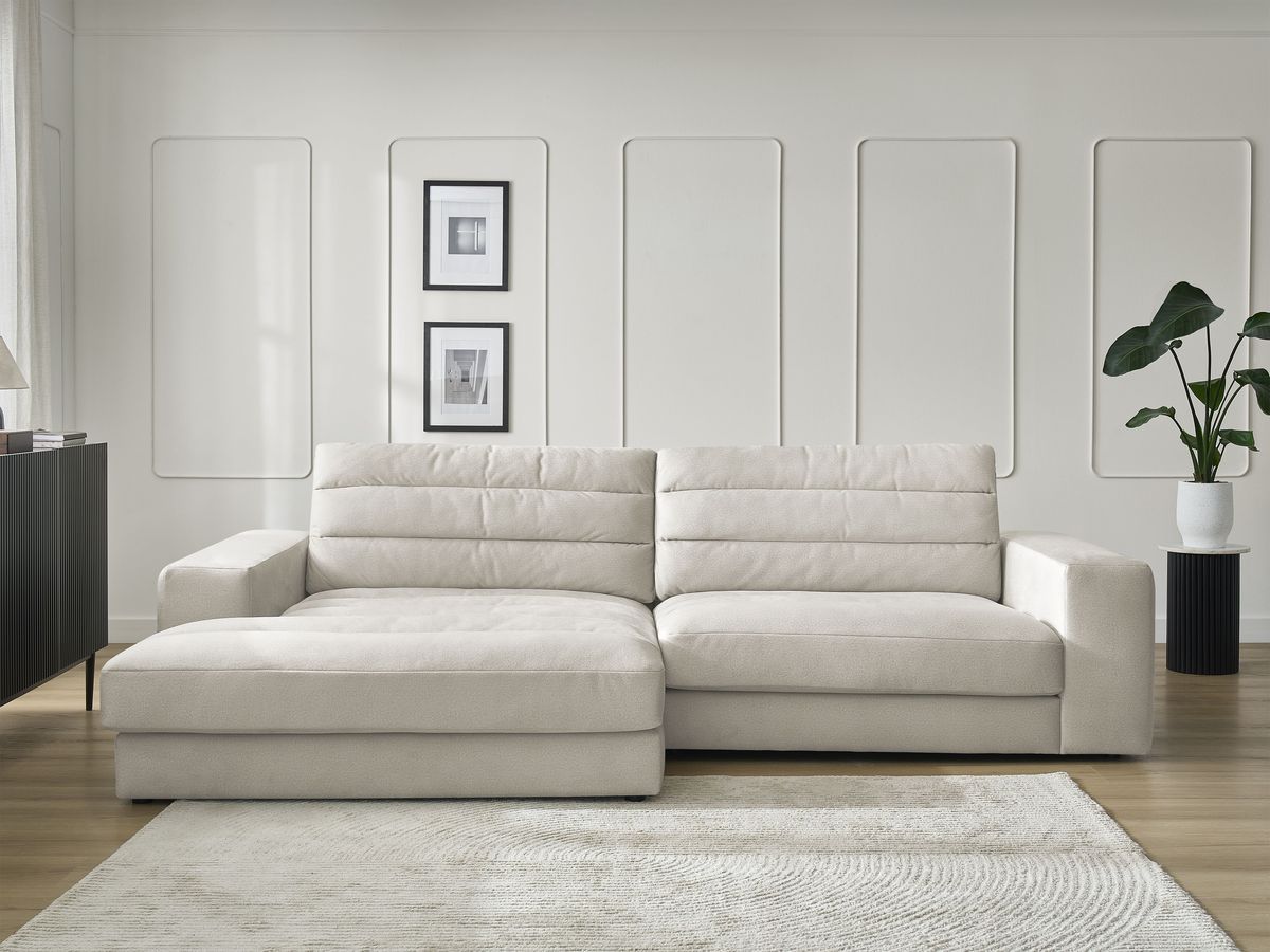 Canapé d'angle fixe SIERRA velours beige angle gauche BOBOCHIC 3 places - Vue supplémentaire 3