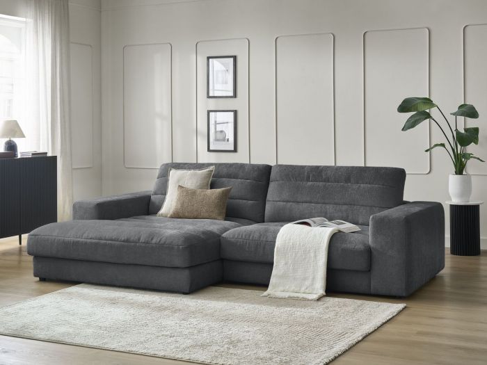 Canapé d'angle fixe SIERRA tissu texturé