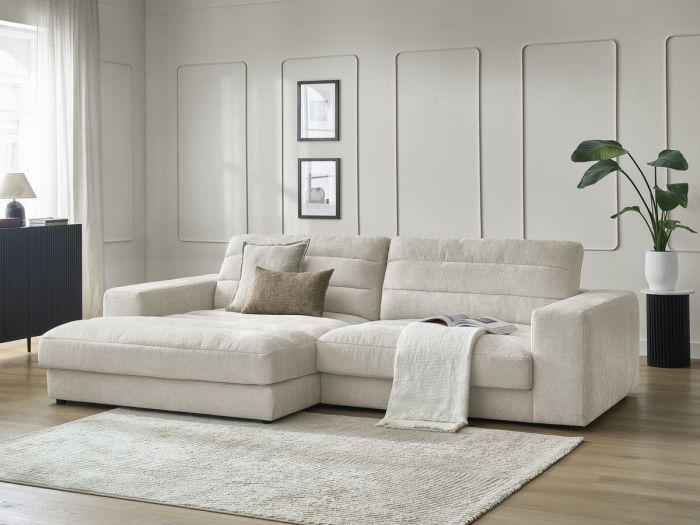 Canapé d'angle fixe SIERRA tissu texturé