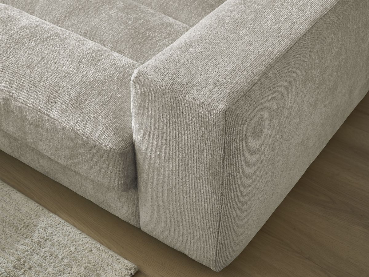 Canapé d'angle fixe SIERRA tissu texturé avec pouf
