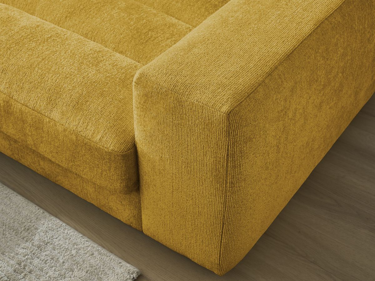 Canapé d'angle fixe SIERRA tissu texturé avec pouf