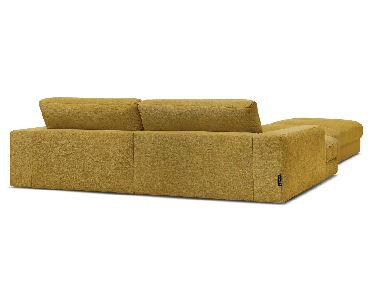 Canapé d'angle fixe SIERRA tissu texturé avec pouf