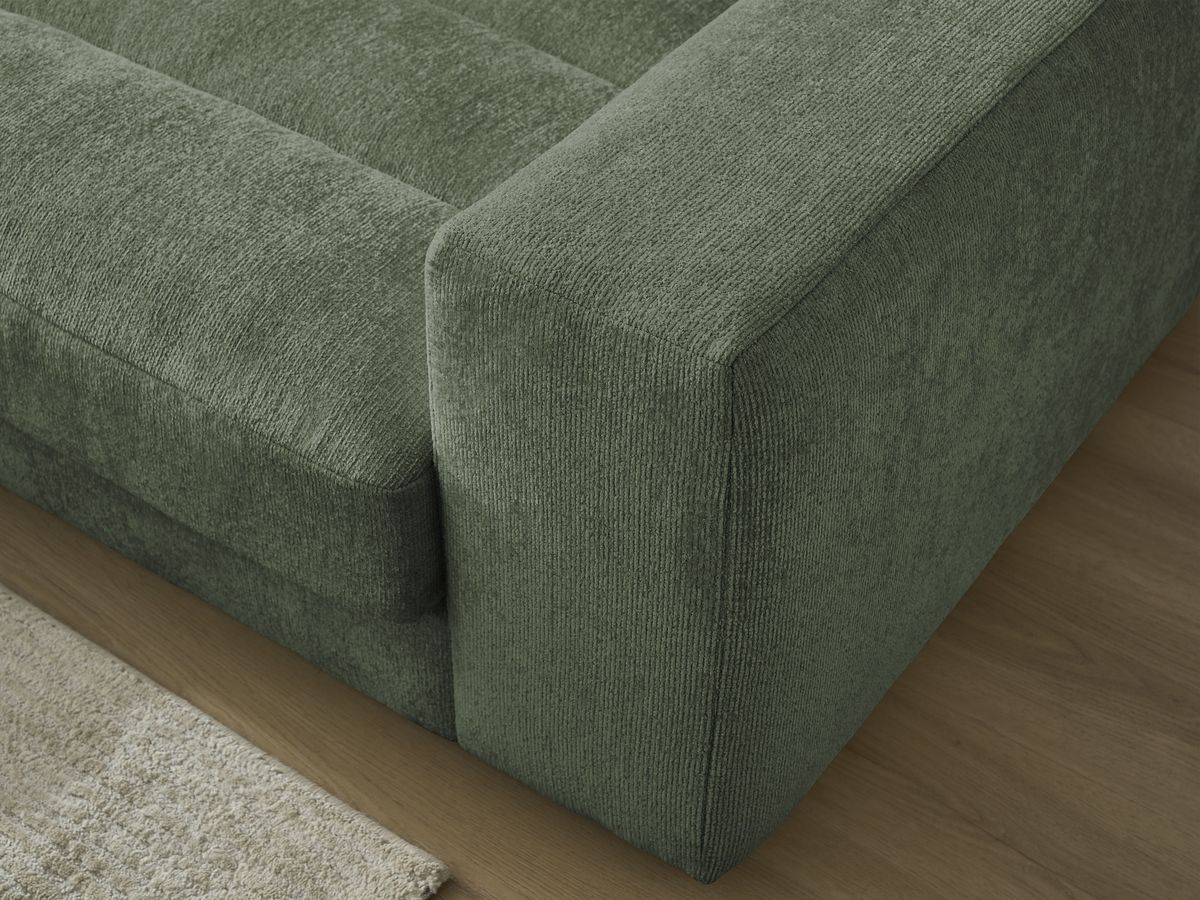 Canapé d'angle fixe SIERRA tissu texturé avec pouf