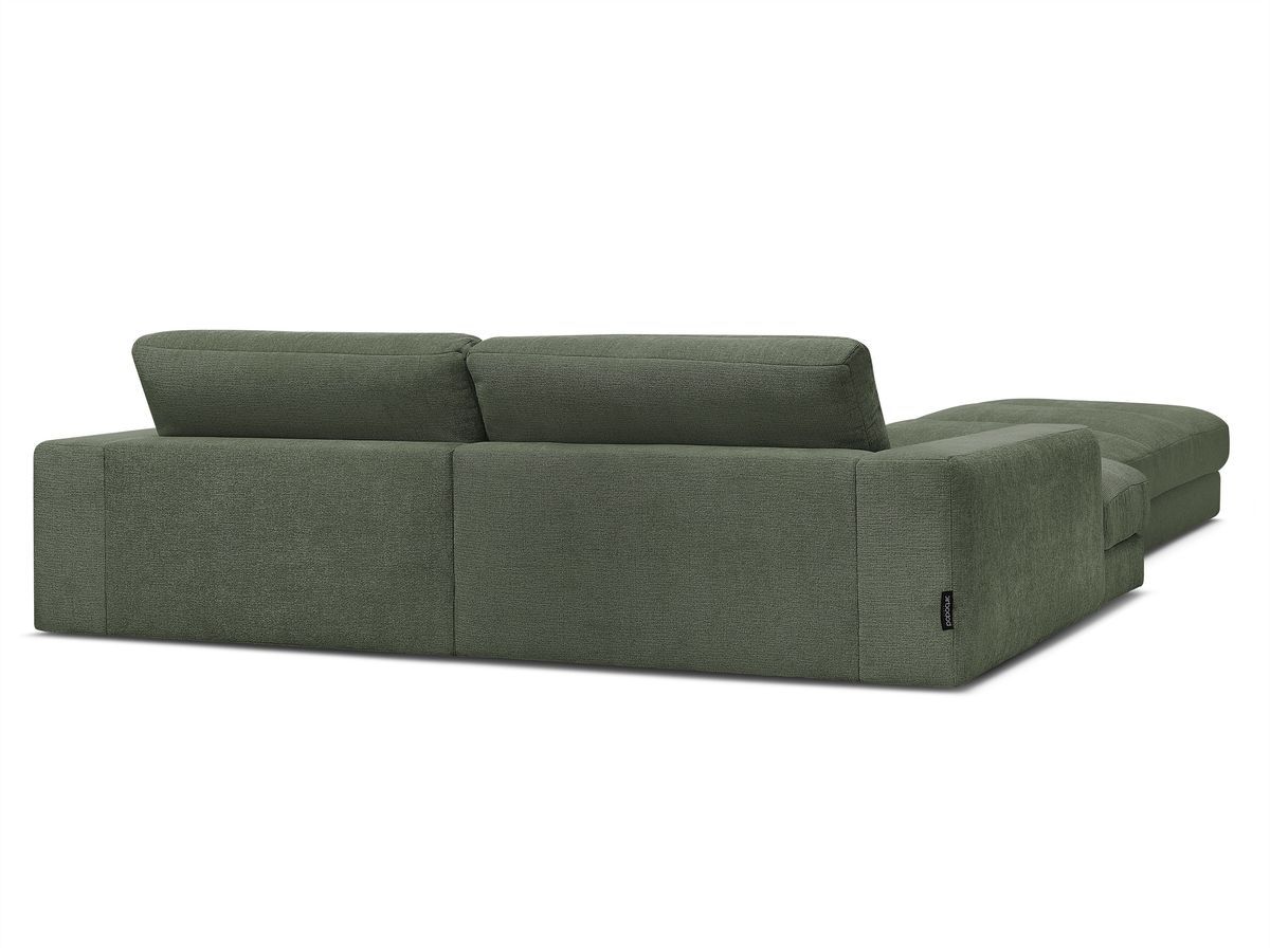 Canapé d'angle fixe SIERRA tissu texturé avec pouf