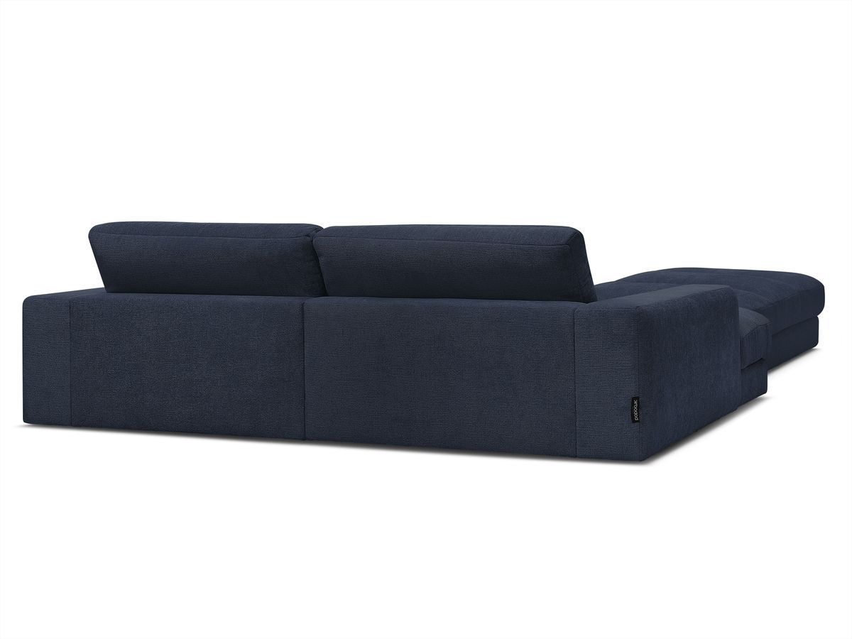 Canapé d'angle fixe SIERRA tissu texturé avec pouf