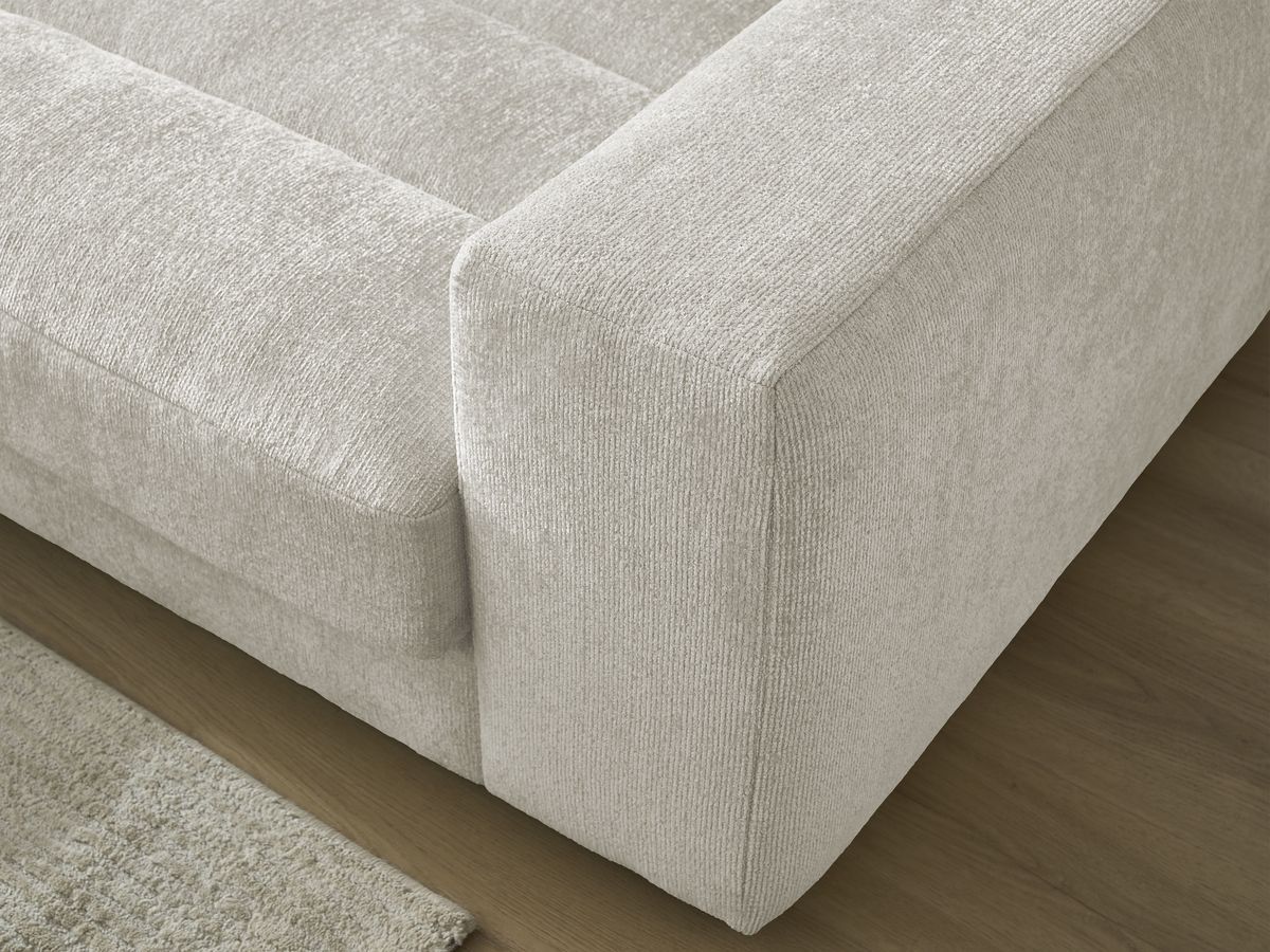 Canapé d'angle fixe SIERRA tissu texturé avec pouf