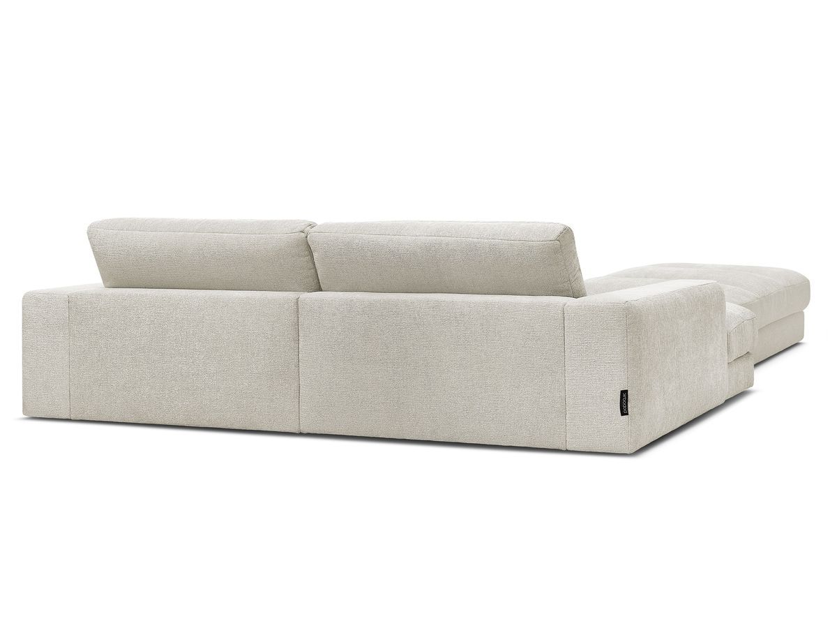 Canapé d'angle fixe SIERRA tissu texturé avec pouf