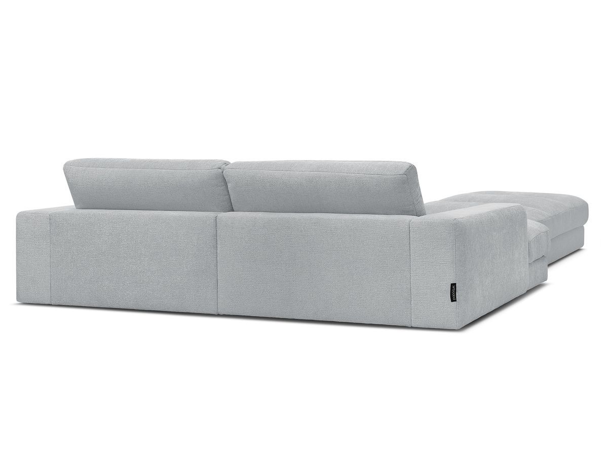 Canapé d'angle fixe SIERRA tissu texturé avec pouf