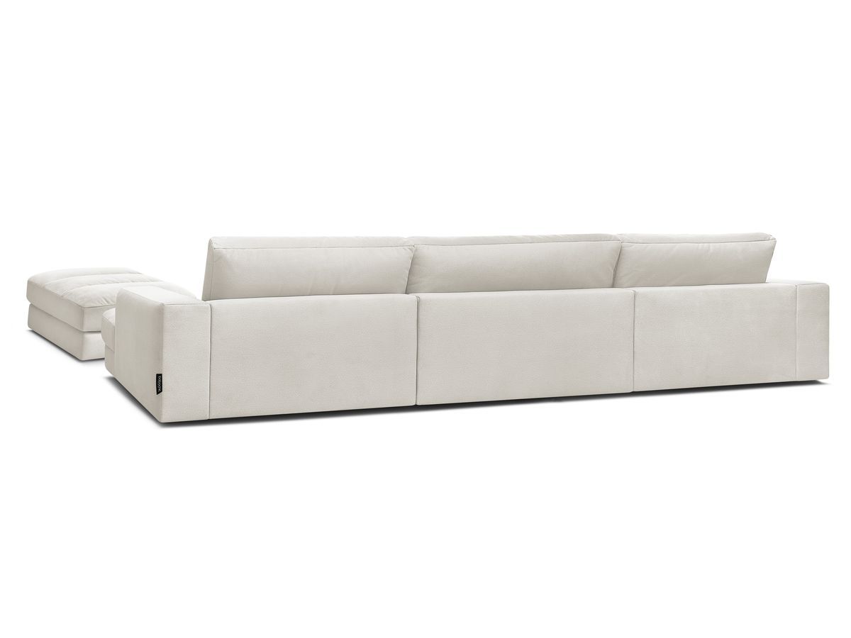 Canapé d'angle fixe EVEREST tissu chiné - Orange - Angle droit - 10 coussins