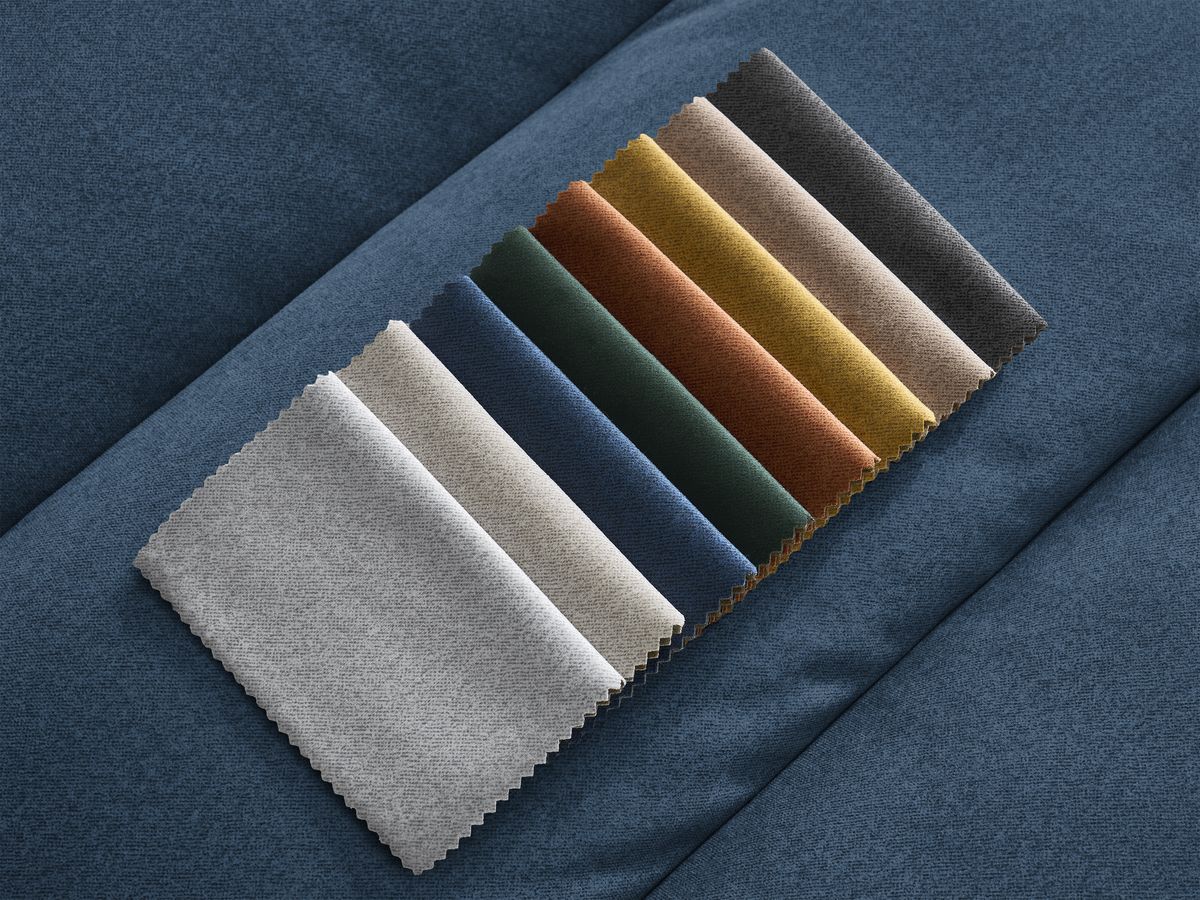 Canapé d'angle fixe EVEREST tissu chiné - Orange - Angle droit - 10 coussins