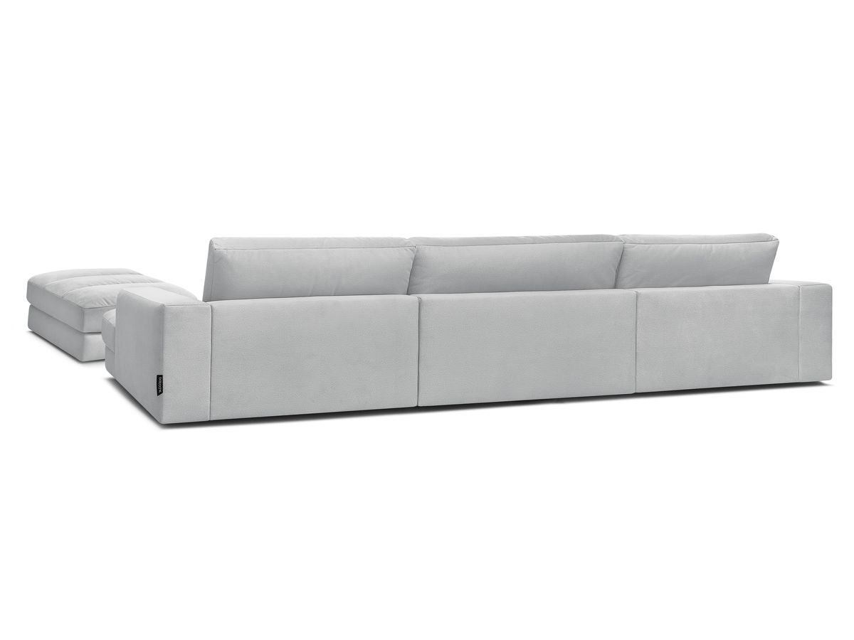 Canapé d'angle fixe EVEREST tissu chiné - Orange - Angle droit - 10 coussins