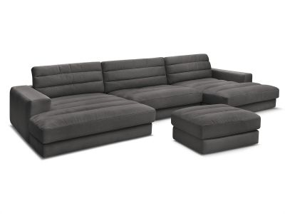 Canapé panoramique fixe SIERRA velours avec pouf