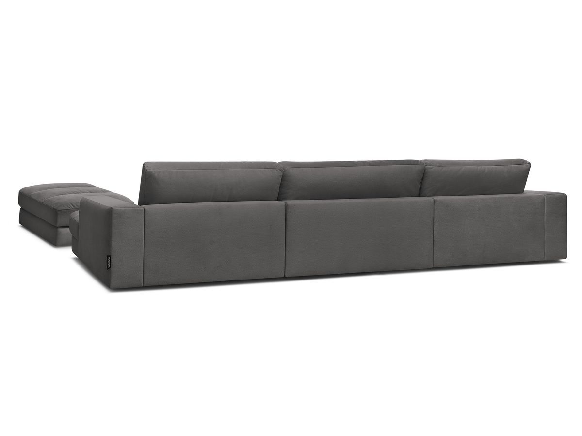 Canapé d'angle fixe EVEREST tissu chiné - Orange - Angle droit - 10 coussins