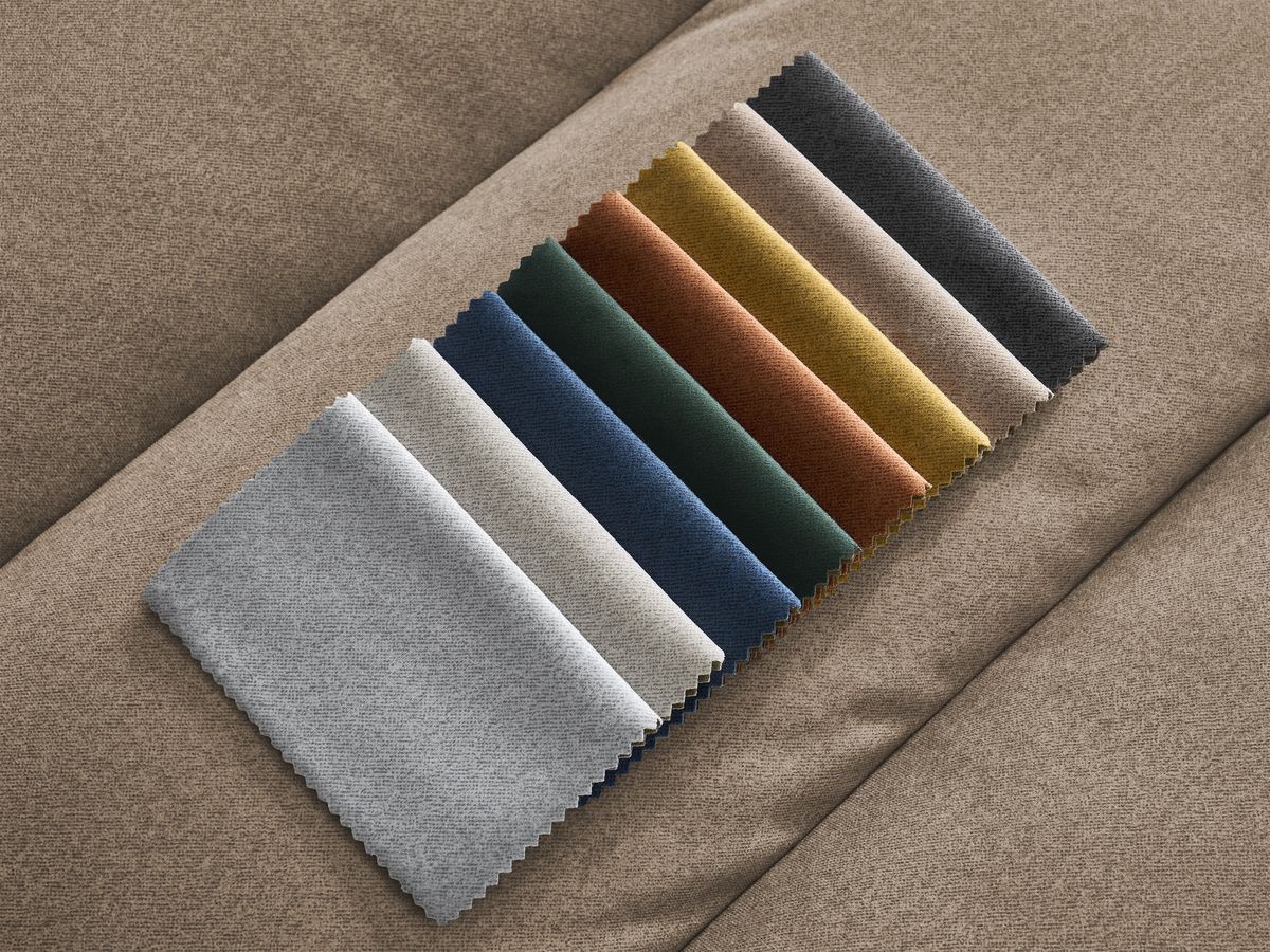 Canapé d'angle fixe EVEREST tissu chiné - Orange - Angle droit - 10 coussins