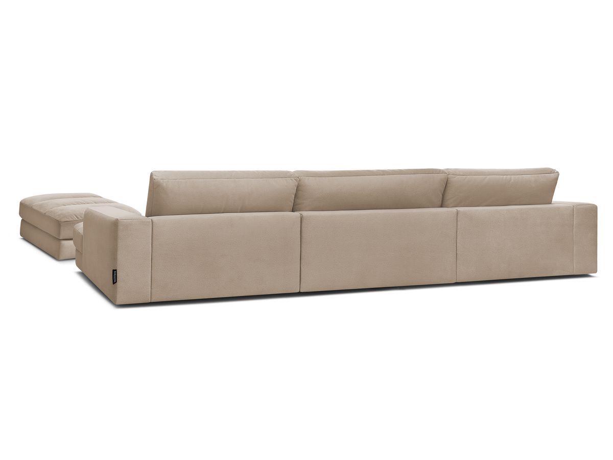 Canapé d'angle fixe EVEREST tissu chiné - Orange - Angle droit - 10 coussins