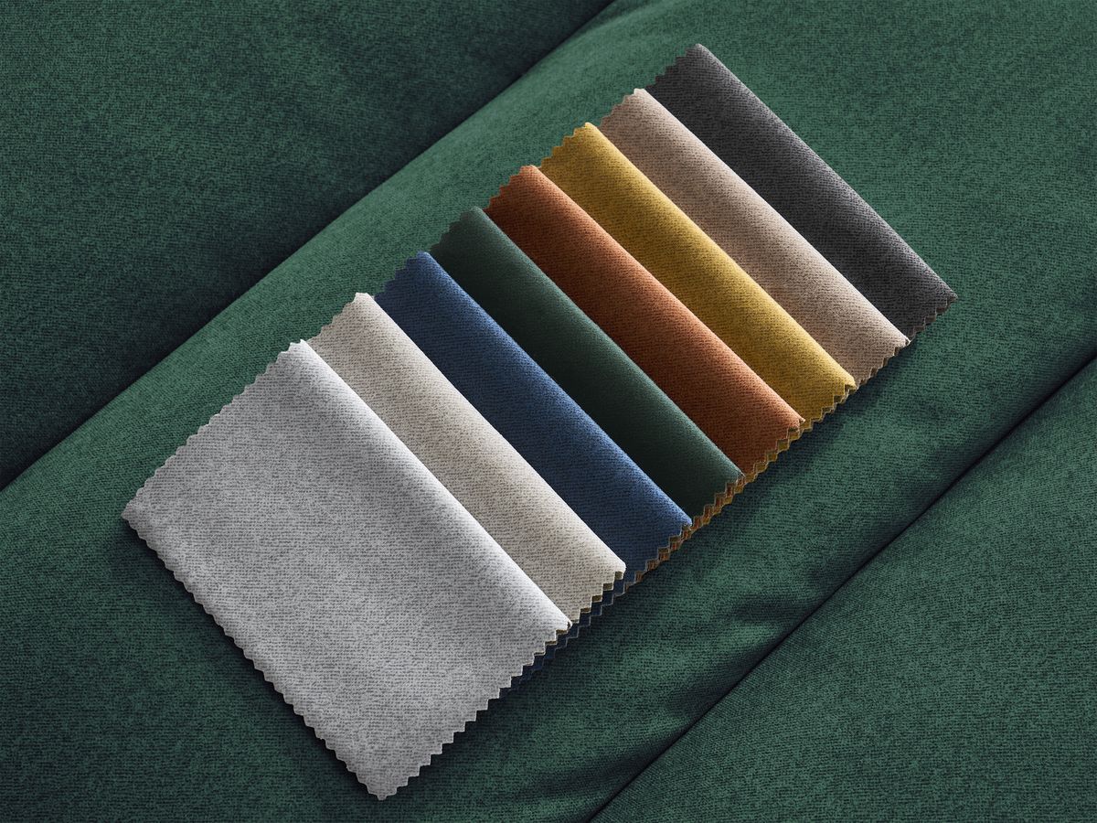 Canapé d'angle fixe EVEREST tissu chiné - Orange - Angle droit - 10 coussins